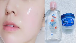 Make your skin look younger with baby oil and vaseline  Vaseline on face at night benefits [upl. by Reitman27]