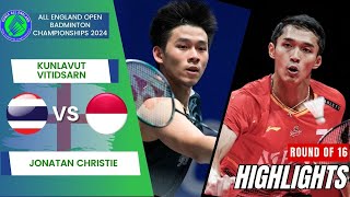 Kunlavut Vitidsarn THA vs Jonatan Christie INA  R16  All England Open 2024 [upl. by Lytsyrk]