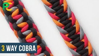 How to make 3 way Cobra  Paracord Bracelet tutorial [upl. by Holihs945]