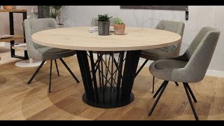 Ronde eiken tafel met ronde design poot  Leven in Stijl meubelmakerij [upl. by Oinotna]