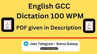 GCC English Dictation 100 WPM  English General  gccdictations gcc [upl. by O'Brien]