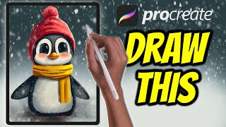 Christmas Penguin Procreate tutorial 160 [upl. by Adrea]