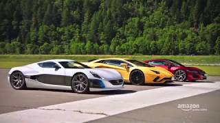 The Grand Tour Aventador NSX and Rimac Drag Race [upl. by Akcimahs]