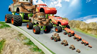 Big amp Small Wide Lightning McQueen Monster Truck VS Thomas Trains BeamNGDrive [upl. by Marler84]