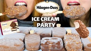 ASMR HAAGEN DAZS ICE CREAM PARTY EXTREME CRUNCHY EATING SOUNDS  KimampLiz ASMR [upl. by Arraet]