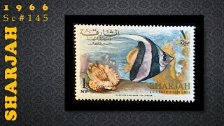 【Sharjah】1966 Sc145 Longfin Bannerfish Heniochus acuminatus [upl. by Atsok196]