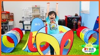 Ryan Pretend Play Obstacle Course Play Tent for Egg Surprise [upl. by Mukerji242]