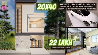 20X40 North Facing House Plan  Best Rental Income Earning House Design  2 BHK With Car Parking [upl. by Gerdeen]