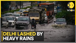 Heavy rain lashes Delhi Indias capital lashed by heavy rains  Rains to bring respite from heat [upl. by Yreffoeg]