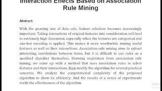 Discovering Categorical Main and Interaction Effects Based on Association Rule Mining [upl. by Georgetta]