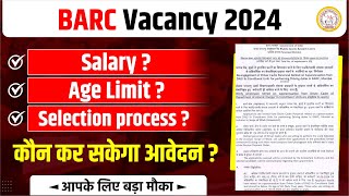 BARC Recruitment 2024  BARC EXAM 2024  Latest Job Vacancy 2024  Cmc indore [upl. by Laddy485]