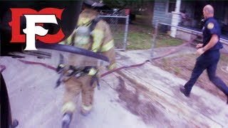 Firefighters Rescue Victim from Burning Home [upl. by Theodor]