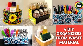 4 Simple Home hacksorganizers  Waste material reuse ideas  No Cost Home Organization Ideas [upl. by Ynnel]