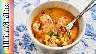 Roasted Red Pepper Shrimp amp Corn Chowder Recipe [upl. by Odnam]