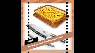 EaZy MealZ NonStick Air Fryer Copper Crisper Basket and Tray Set  2Pc Santoku Knife Set [upl. by Berhley883]