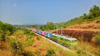 TKD WAG9HC  South bound Container Freight  Kumta KA  Konkan Railways [upl. by Eissahc]