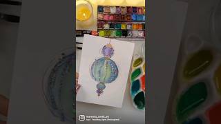 Painting Watercolor Glitter Bauble Card short maremismallart [upl. by Luce]