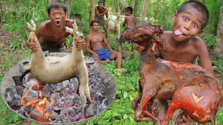 Primitive Technology Coocking Soups A Whole Goat Eat Water Spit [upl. by Pattani]