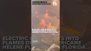 Electric car bursts into flame after flooding in Florida [upl. by Paolina220]