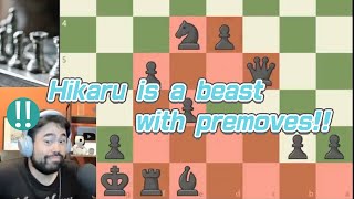 Hikaru is a beast with premoves He premoves the ENTIRE game [upl. by Enovi]