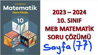 10sınıf MEB Matematik kitabı sayfa 77 konu değerlendirme soruları Miray yayınları [upl. by Carry734]