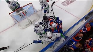 Biz Army and the TNT boys react to McDavid eatting a crosscheck to the face at the end of the game [upl. by Rennerb167]