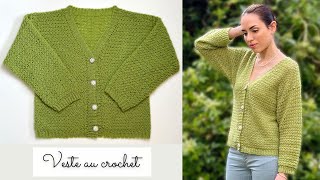 Comment faire une veste au crochet 🧶 Cardigan FACILE au crochet ✨ Tuto gilet gratuit Haute couture [upl. by Tonjes]