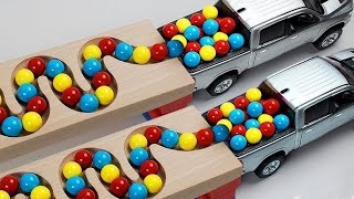 Marble Run Race ☆ HABA Slope amp Retro Makita Truck Excavator Garbage Truck Dump Truck Ambulance [upl. by Neffets709]