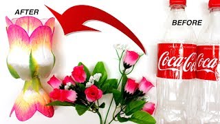 How to Transform Plastic Bottle into Cute Flower Vase DIY Art and Crafts Ideas [upl. by Htebazileharas]