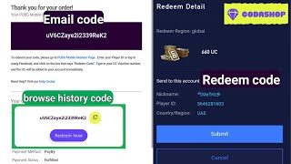 Codashop email and browse history uc code kaise redeem Karen midasbuy mein how to redeem pubg UC [upl. by Anisamot855]