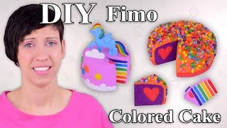 FIMO Kuchen Polymer Clay Colored Cake  Tutorial HDDE ENSub [upl. by Teyut]