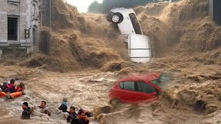 Catastrophe 🆘 Wind storm of 199 kmh flash floods swept away hundreds of vehicles in Germany [upl. by Iruj427]