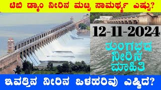 12112024 Today Tungabhadra Dam water level l ತುಂಗಭದ್ರ ಡ್ಯಾಂ ನೀರಿನ ಮಟ್ಟ ಎಷ್ಟು‎‎ BealertJob TB [upl. by Atrebor]