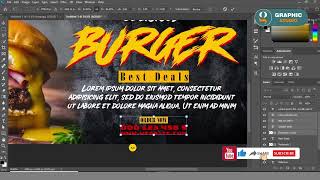 how to create a burger restaurant banner design idea  adobe photoshop tutorials [upl. by Esorbma]