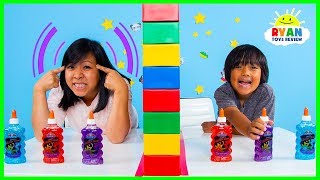 Twin Telepathy Slime Challenge Ryan vs Mommy [upl. by Ennovaj279]