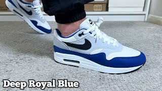 Nike Air Max 1 Deep Royal Blue Reviewamp On foot [upl. by Yemiaj118]