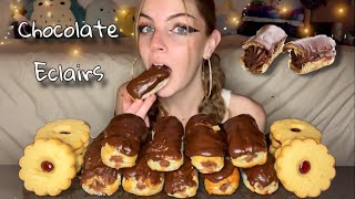 CHOCOLATE ECLAIR AND BUTTER COOKIE MUKBANG Vegan No Talking [upl. by Drarig]