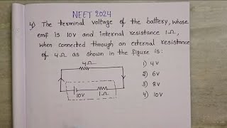 The terminal voltage of the battery whose emf is 10 and internal resistance 1ohm when connected [upl. by Lehcyar]