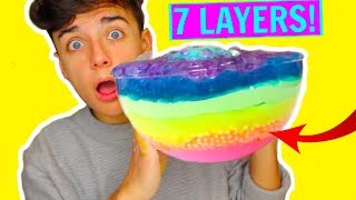 GIANT 7 LAYERS OF SLIME MIXING ALL MY FLUFF CRUNCHY CLOUD SLIME DIY SLIMESMOOTHIE [upl. by Edithe]