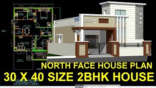 North Facing 2 BHK House Plan  30 x 40 House with Pooja Staircase amp Parking as Per Standard Vastu [upl. by Yehus]