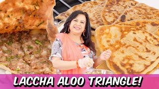 How to Make Perfect Stuffed Potato Laccha Aloo Triangle Parathas Recipe in Urdu Hindi  RKK [upl. by Flanagan394]