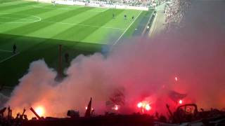 Gladbach  1 FC Köln  Gästeblock vor dem Anpfiff Pyro HD 10042011 [upl. by Adnilem]