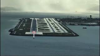 Beautiful LANDING of BOEING 747 at Hong Kong airport its looks like SIM but its REAL [upl. by Elbart]