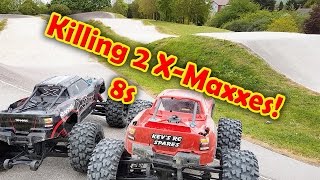 Killing 2 8S Traxxas XMaxx at EPIC BMX Track HUGE AiR [upl. by Alyakcm]