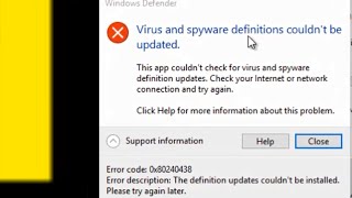 How to fix error code 0x80240438 Virus and spyware definitions couldnt be updated [upl. by Anagnos]