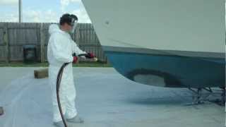 Fiberglass Boat Stripping with the Dustless Blaster [upl. by Iahcedrom195]