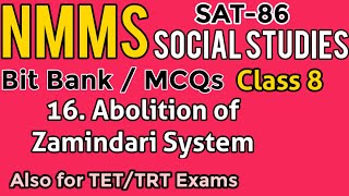 NMMS EXAM Social Studies16 Abolition of Zamindari System R 8th class  SAT86 [upl. by Ynattirb]