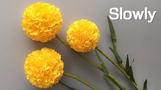 ABC TV  How To Make Billy Buttons Paper Flower From Crepe Paper 1 Slowly  Craft Tutorial [upl. by Bevis225]