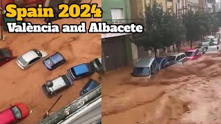 Footage of historic flood disaster in Valencia and Albacete Spain Inundación [upl. by Arriaes]