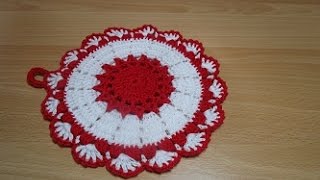 Uncinetto Crochet Centrino Bianco Rosso Presina [upl. by Nations]